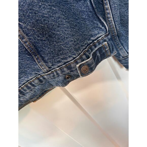 Levi's Womens Faux‎ Fur Collar Ex-Boyfriend Trucker Jacket Oversized Blue XS - Picture 12 of 13